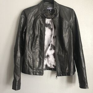 Lane Crawford • Black Faux Leather Biker Jacket Size Small